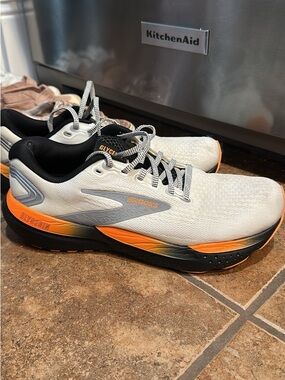 Brooks Men's Running Shoes in White, Orange & Black